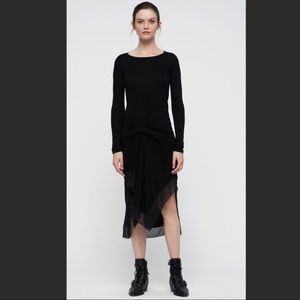 All Saints long sleeve black dress